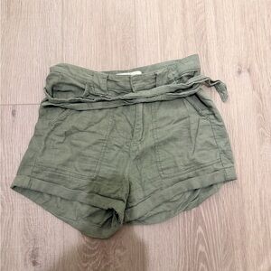 L.O.G.G. H&M Olive Green Linen-Blend Women's Shorts